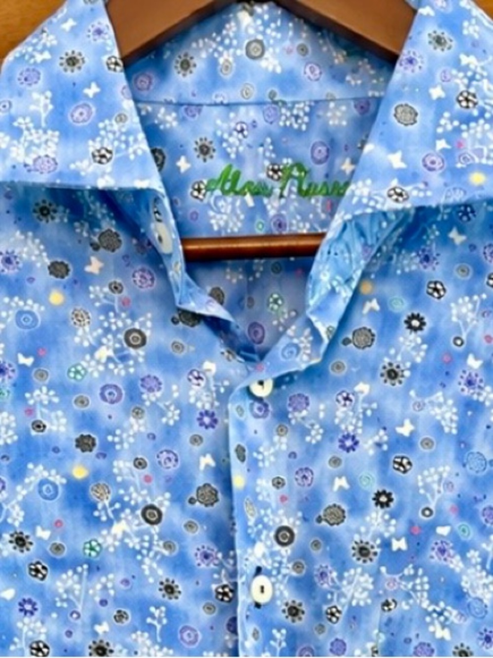Alan Flusser Sky Blue Floral Dot Button-Down Shirt